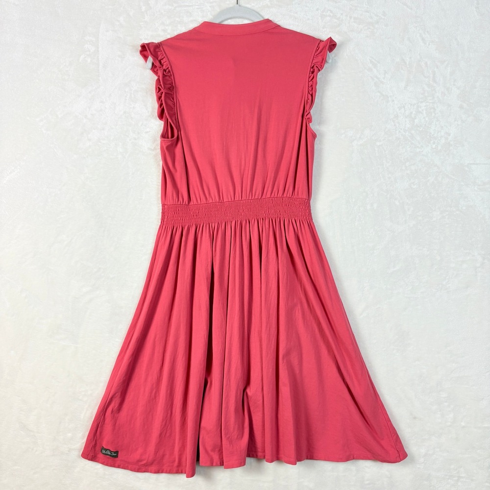 Matilda Jane Ruffle Dress Womens Medium Pink Excellent Smocked Sleeveless Knit - Picture 8 of 10